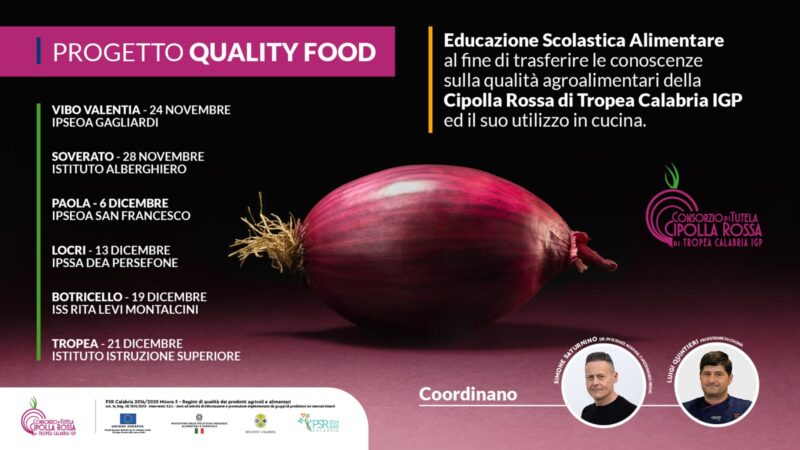 La Cipolla Rossa di Tropea entra nelle scuole con il progetto “QUALITY FOOD”