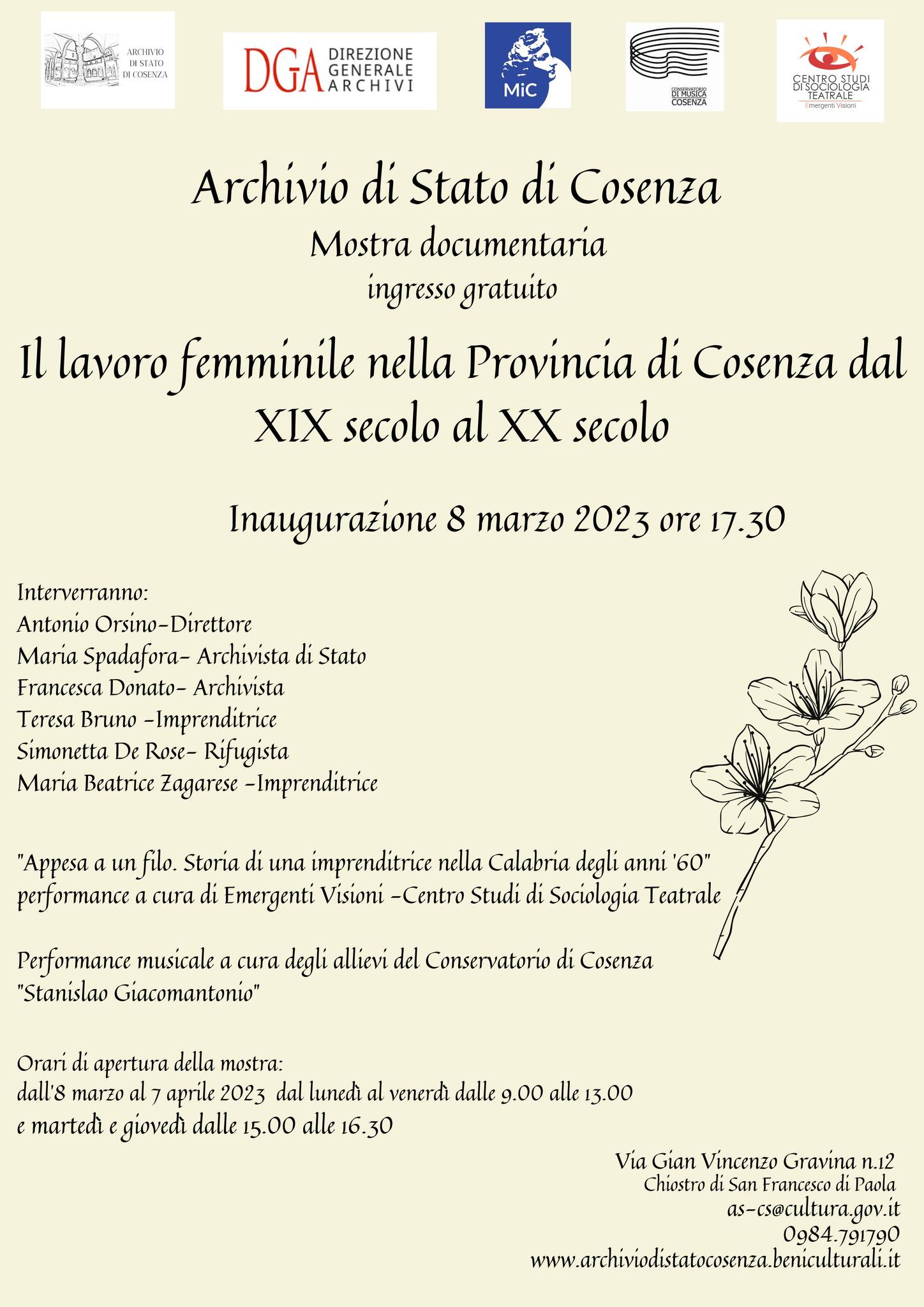 Giornata internazionale della donna: “Il lavoro femminile nella provincia di Cosenza dal XIX sec al XX sec.”